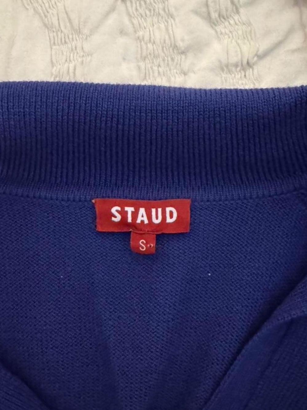 STAUD Long-Sleeve Knit Midi Dress in Deep Blue - Picture 2 of 2